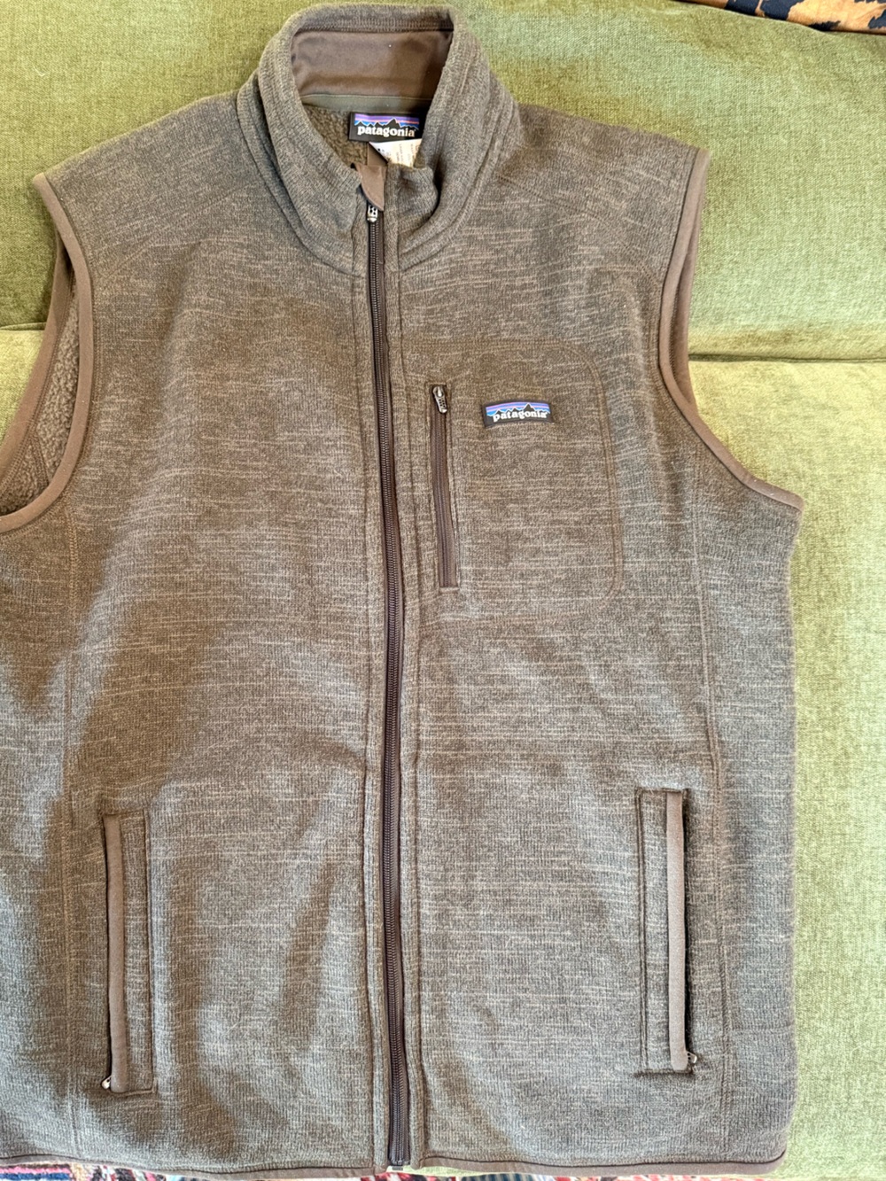 Patagonia Men's Olive Fleece Vest - Full Zip